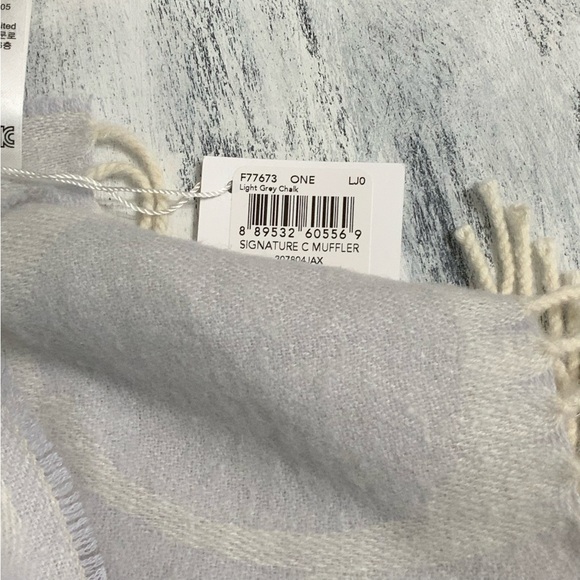Coach Signature C Silk Wool Angora Cashmere Blend Muffler Scarf - Picture 4 of 5